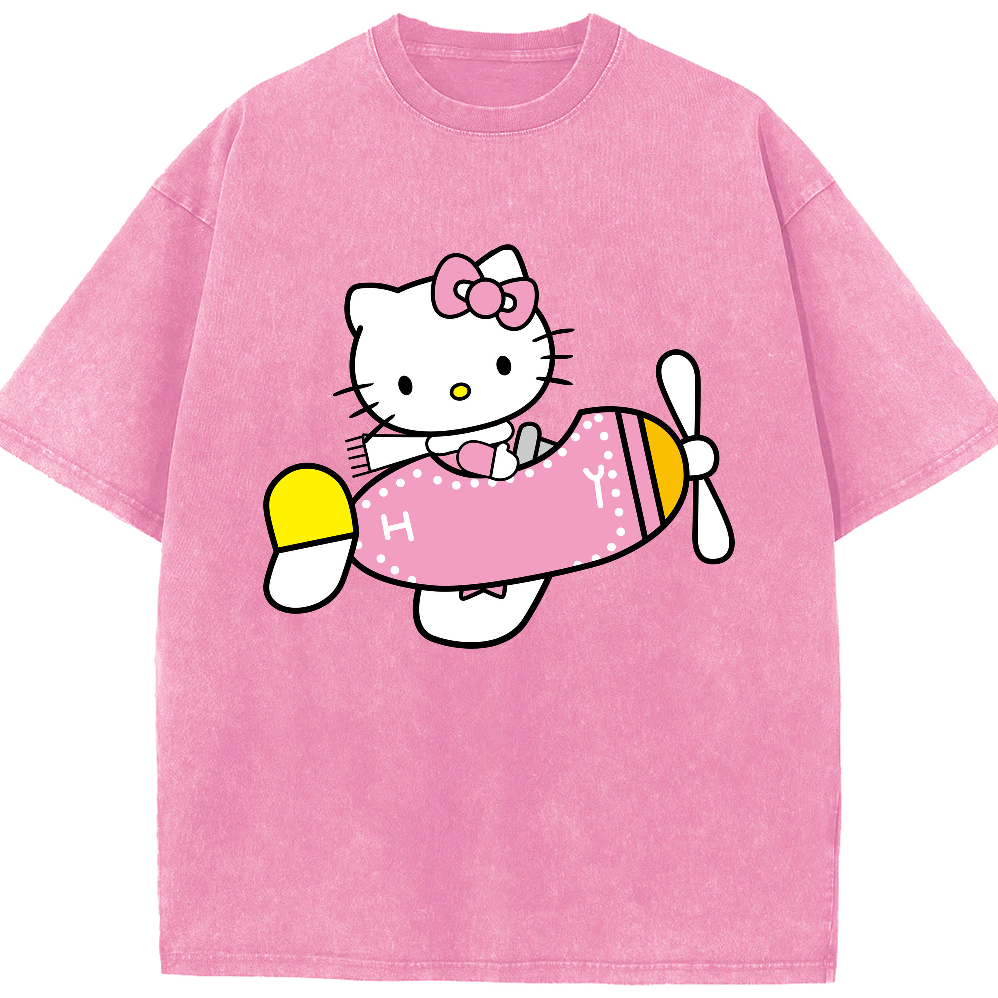 （画像用） Hello Kitty ハローキティ 綿100% ヴィンテージ風 半袖Tシャツ（フロントプリント）